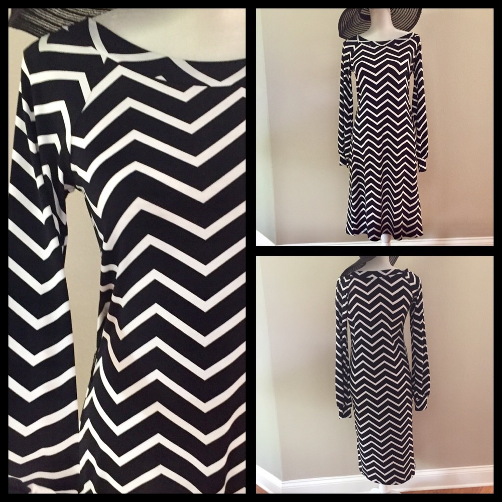 ECI New York geo striped midi knit dress